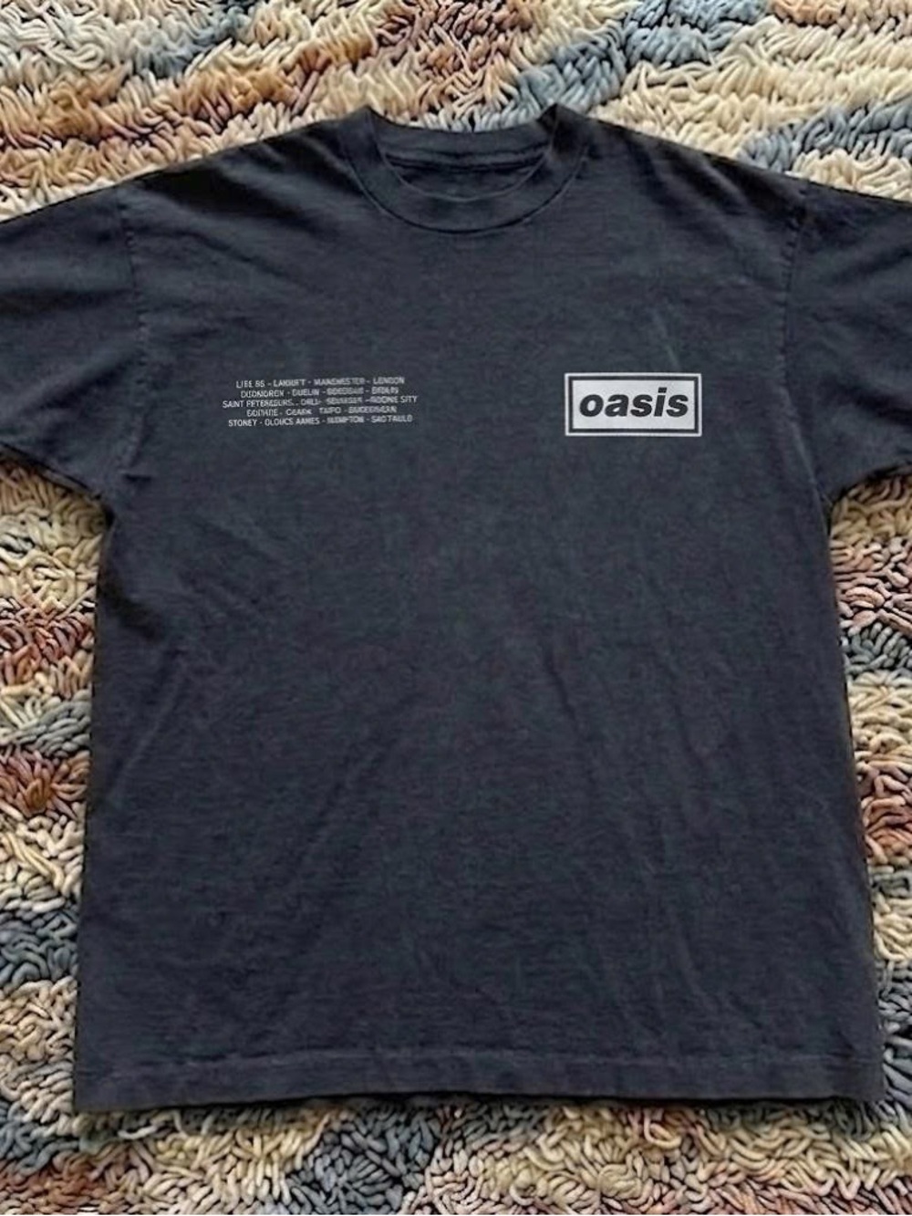 Oasis Black Crewneck Tee with White Box Logo